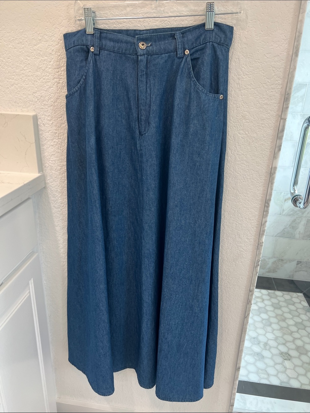 Southwest Canyon Denim Maxi Skirt - Blue